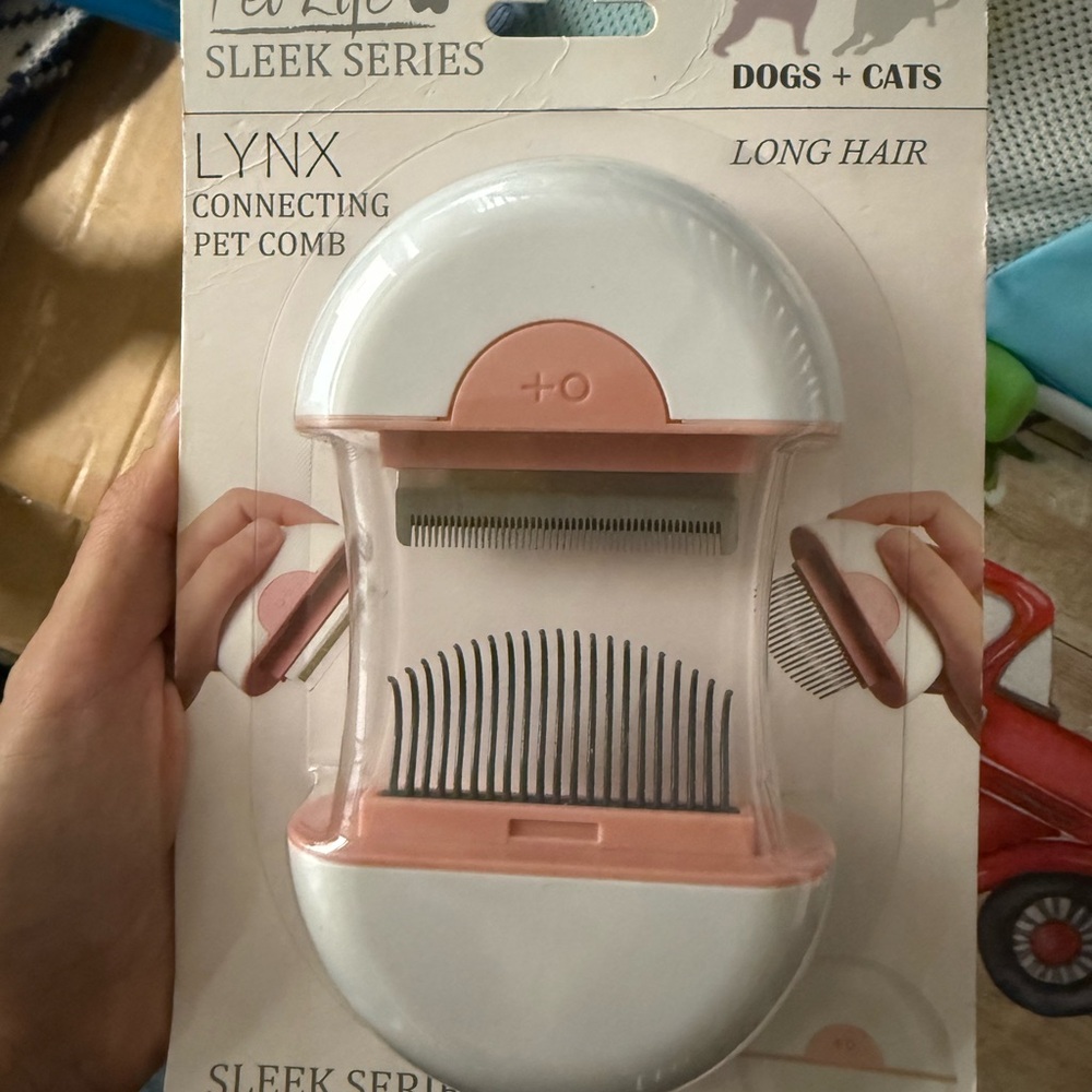Pet Life Lynx Connecting Pet Comb - Pink and White
